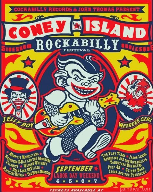 Coney Island Rockabilly Poster Painting By Numbers Kits