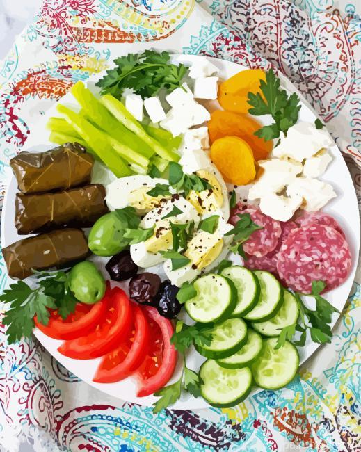 Vegetable Turkish Breakfast Painting By Numbers Kits