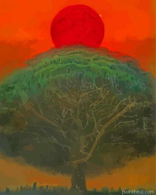 Red Sun And Tree By Zdzislaw Bek Painting By Numbers Kits