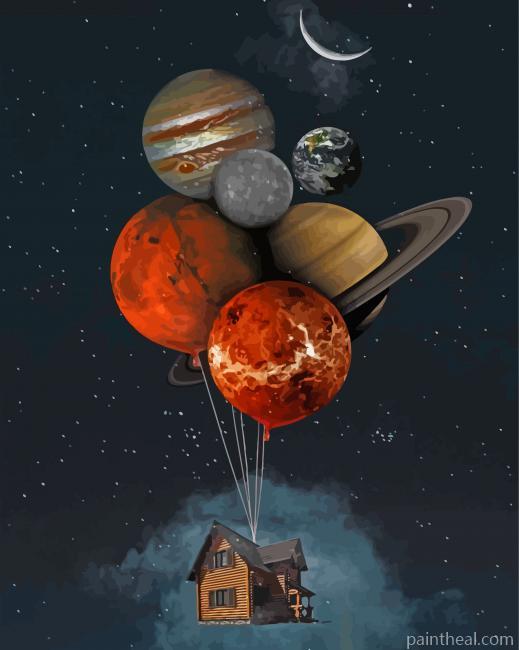 Up Hpuse Planet Painting By Numbers Kits