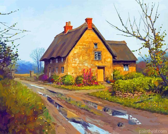Countryside Stone Cottage Painting By Numbers Kits