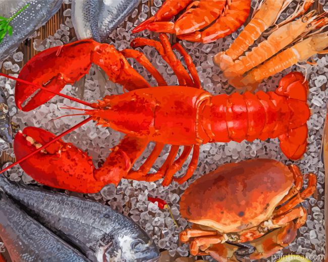 Seafood Crab Crayfish Lobster Painting By Numbers Kits