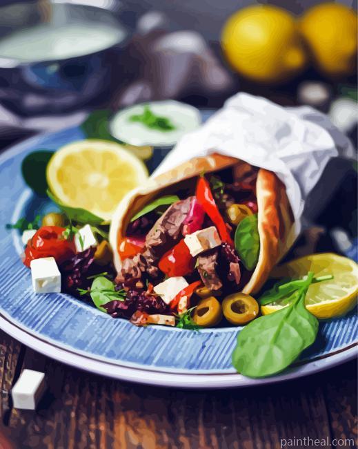 Gyros Greek Traditional Dish Painting By Numbers Kits