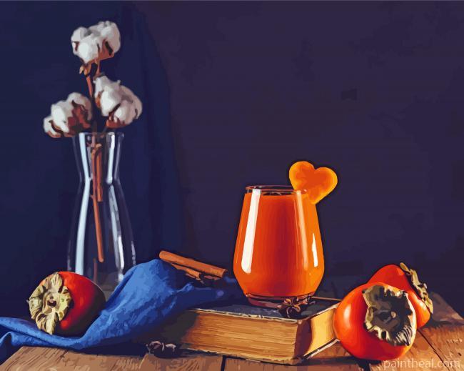 Still Life Persimmon Juice Glass Painting By Numbers Kits