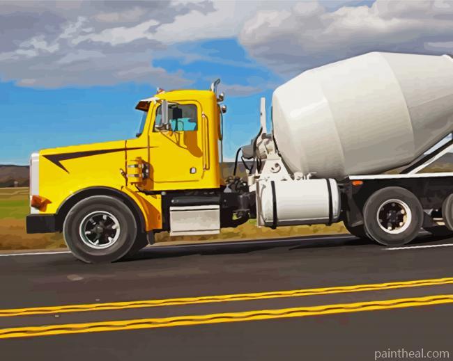 Yellow Cement Truck Painting By Numbers Kits