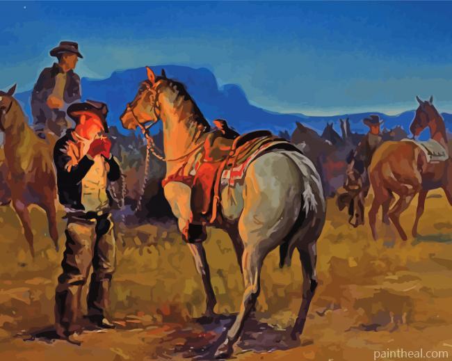 Aesthetic Cowboys In Arizona Art Illustration Painting By Numbers Kits