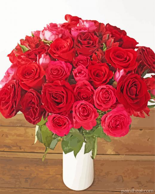 Rich Red Flower Bouquet Painting By Numbers Kits