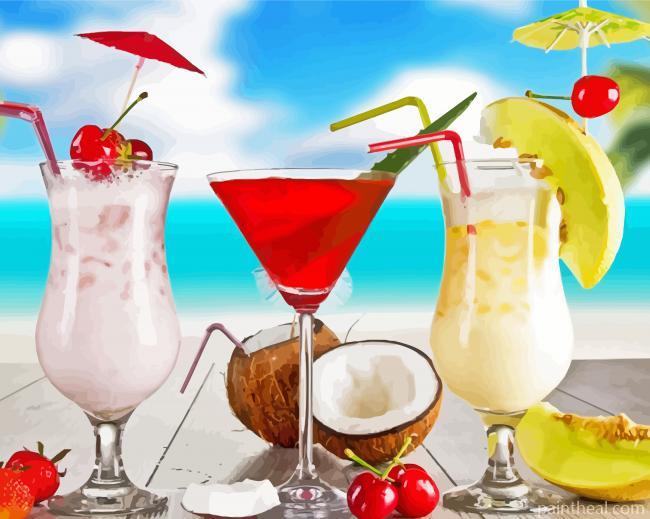 Cool Tropical Drinks Painting By Numbers Kits