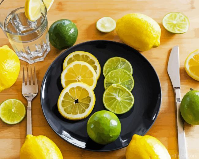 Lemons And Limes Slices Painting By Numbers Kits