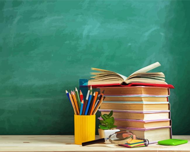 Aesthetic Stack Of Books Painting By Numbers Kits