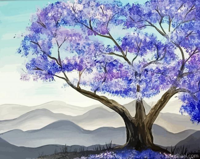 Aesthetic Jacaranda Tree Painting By Numbers Kits