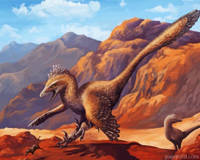 Aesthetic Velociraptor Illustration Painting By Numbers Kits