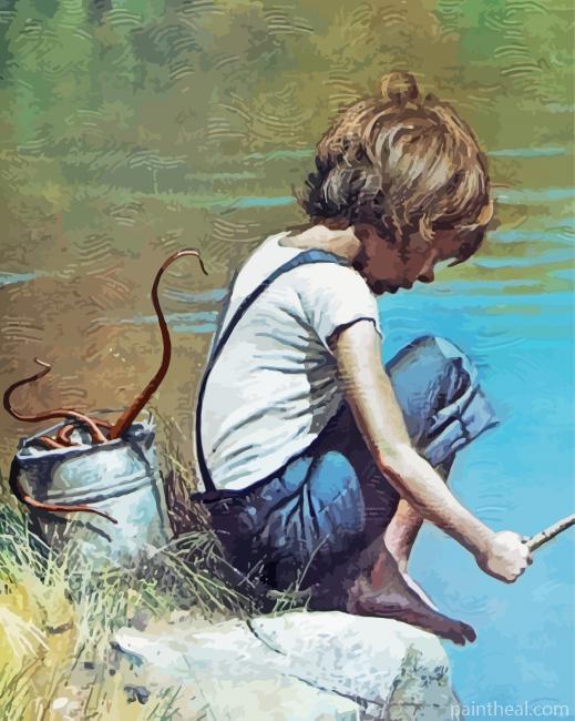 Aesthetic Boy Fishing Painting By Numbers Kits