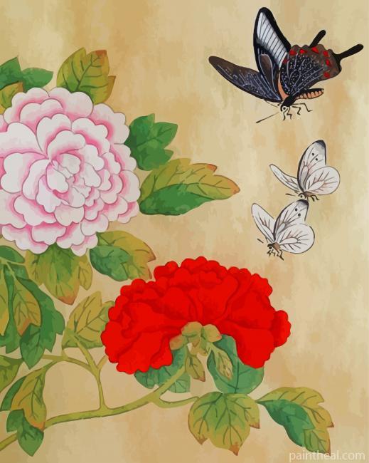 Peonies And Butteries Painting By Numbers Kits