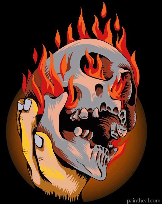 Skelton Head On Fire Painting By Numbers Kits