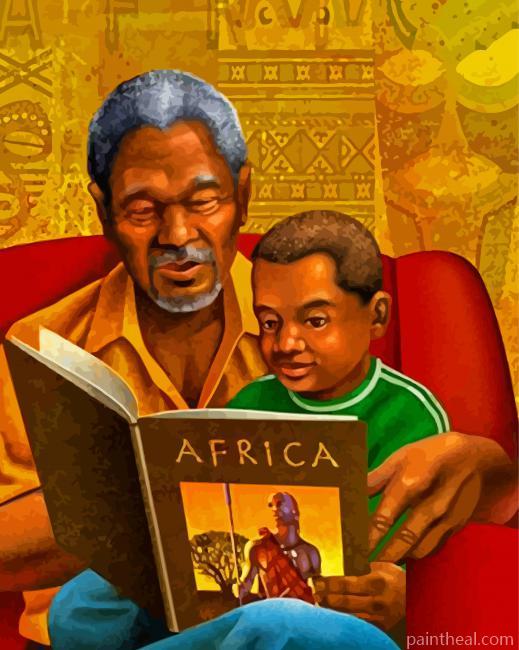 Black Grandfather And Grandson Painting By Numbers Kits