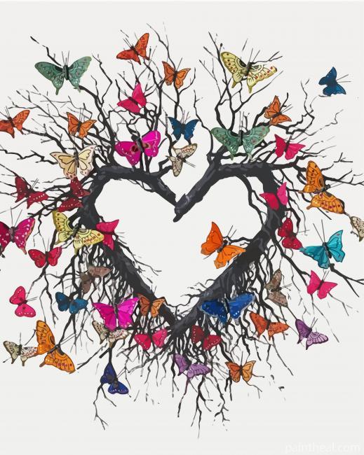 Heart Tree Butterflies Painting By Numbers Kits