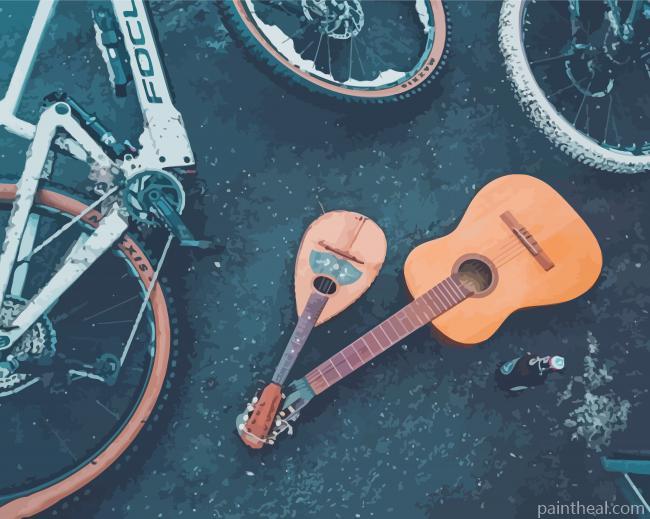 Guitars And Bikes Painting By Numbers Kits