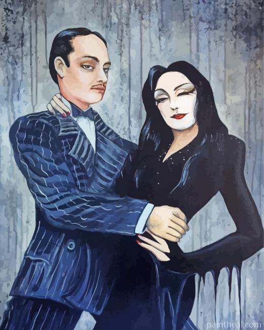 The Addams Morticia And Gomez Art Painting By Numbers Kits