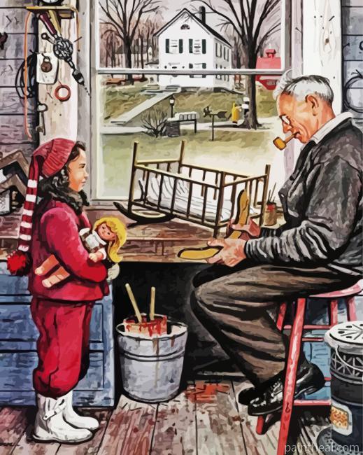 Grandpa In Workshop Art Painting By Numbers Kits