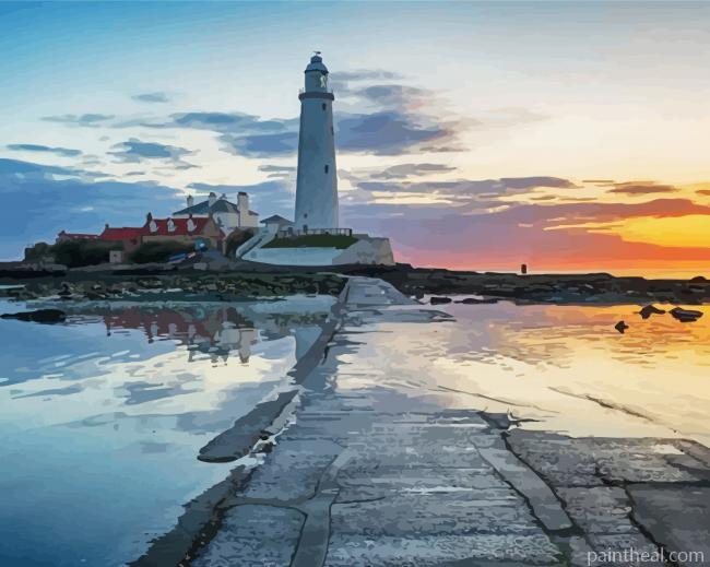 Whitley Bay Lighthouse Painting By Numbers Kits