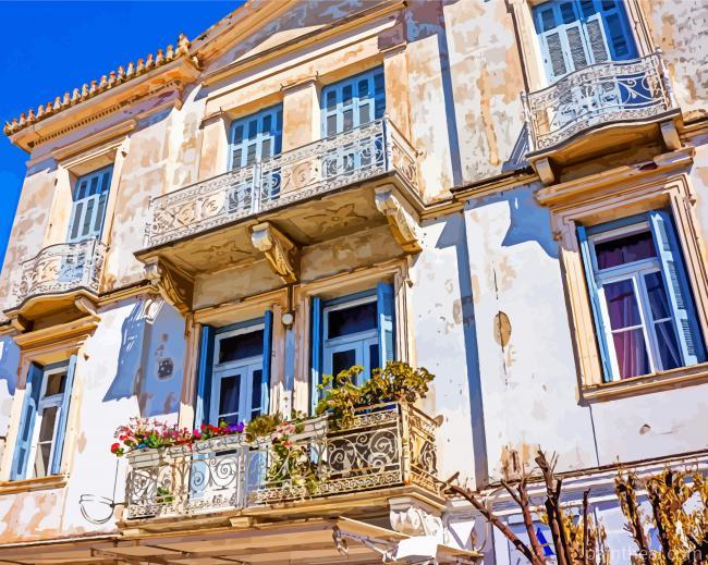 Poros Greece Building- Painting By Numbers Kits