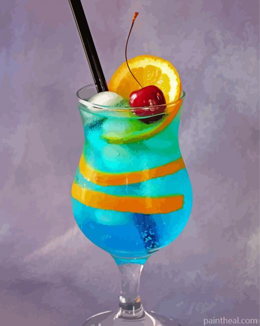 Blue Lady Cocktail With Fruits Painting By Numbers Kits