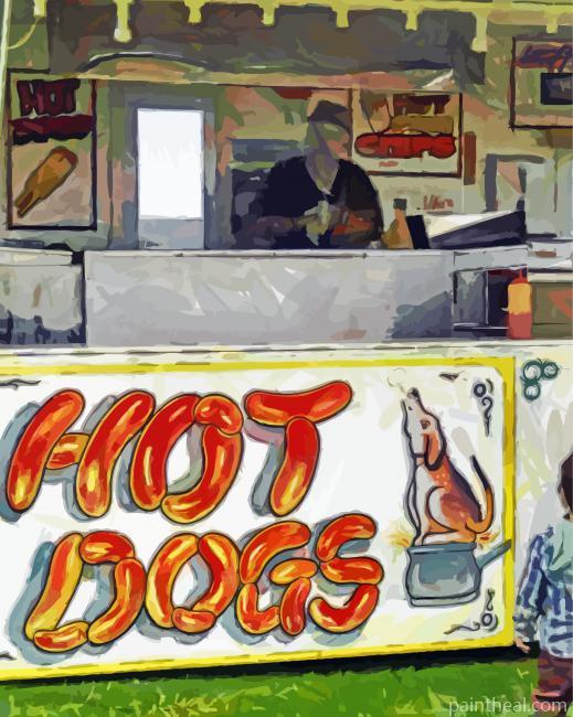 Aesthetic Hot Dog Stand Art Painting By Numbers Kits