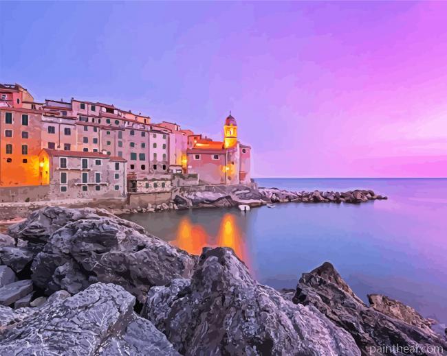 Lerici Italy At Sunset Painting By Numbers Kits