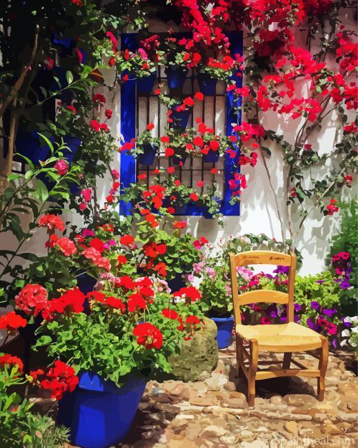 Aesthetic Flowers And Chair Painting By Numbers Kits