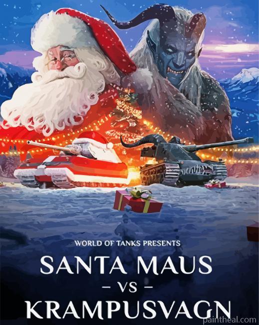 Santa Vs Krampus Poster Painting By Numbers Kits
