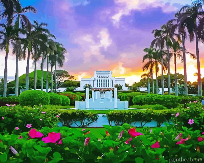 Hawaii Temple Sunset Painting By Numbers Kits