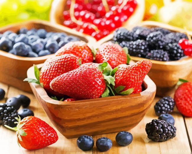 Wooden Bowls Of Fruits Painting By Numbers Kits