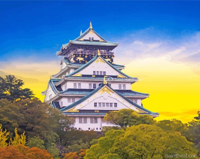 Aesthetic Japanese Castle In Forest Painting By Numbers Kits