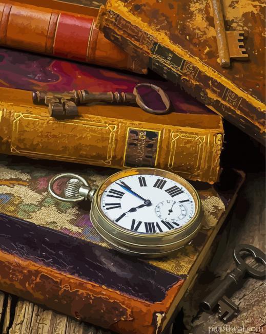Vintage Books And Keys Painting By Numbers Kits