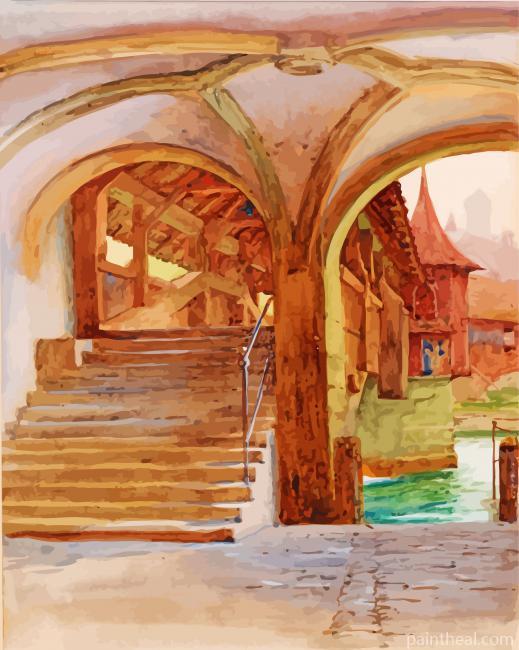 Chapel Bridge At Lake Lucerne Painting By Numbers Kits