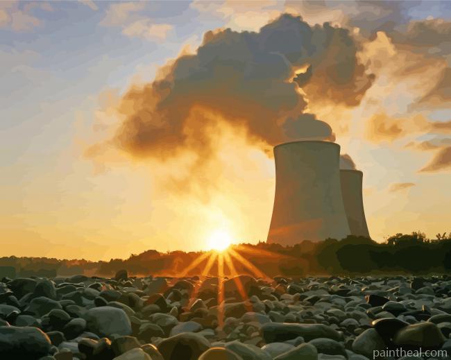 Nuclear Buildings At Sunset Painting By Numbers Kits