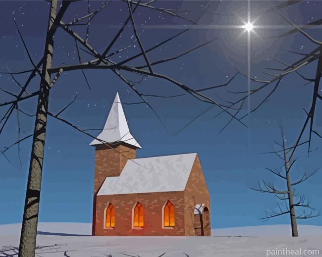 Winter Church Painting By Numbers Kits