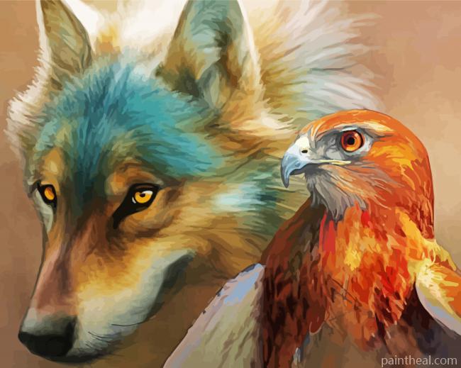 Bird Hawk And Wolf Painting By Numbers Kits