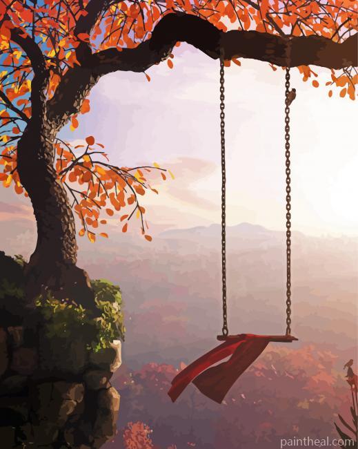 Tree And A swing Painting By Numbers Kits