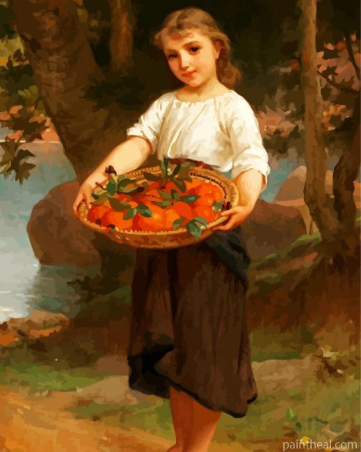 Girl With Oranges Basket Painting By Numbers Kits