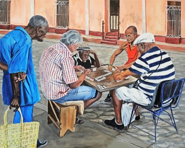 Dominoes Players Art Painting By Numbers Kits