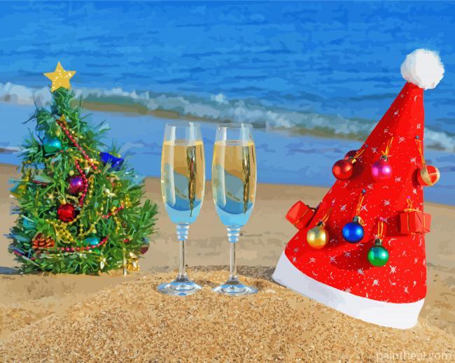 Celebrating Christmas At Beach Painting By Numbers Kits