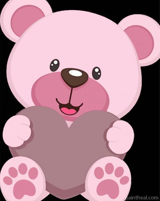 Pink Teddy Bear Painting By Numbers Kits