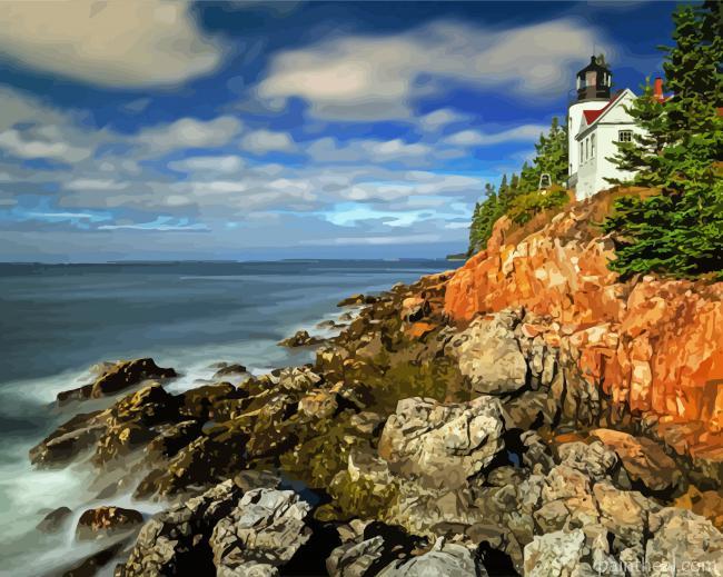 Lighthouse Bass Harbor Painting By Numbers Kits