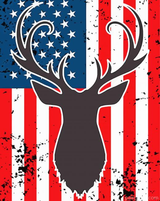 Deer And American Flag Painting By Numbers Kits