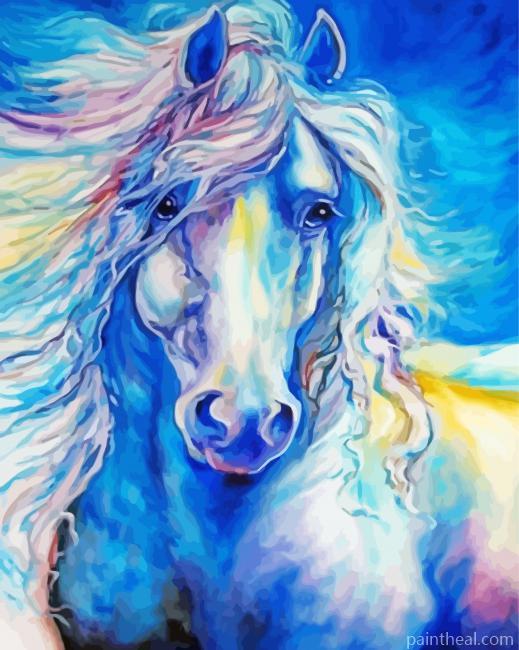 Blue Impressionist Horse Painting By Numbers Kits