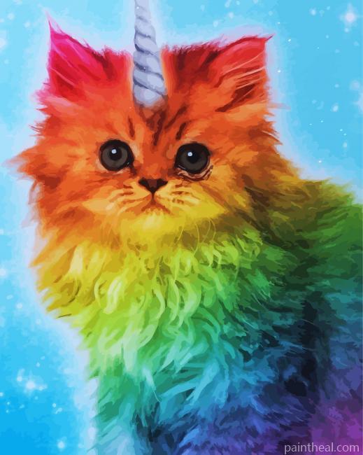 Rainbow Unicorn Cat Painting By Numbers Kits