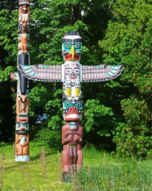 Native American Totem Poles Painting By Numbers Kits