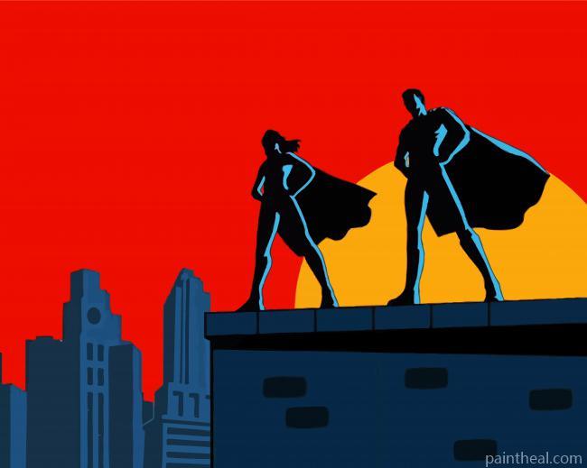Aesthetic Superheroes Building Painting By Numbers Kits